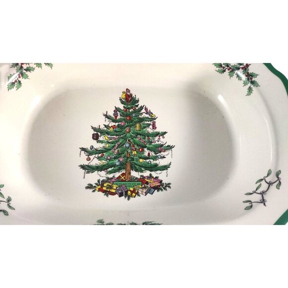 Vintage Spode Christmas Tree Oval 11.5" Dinnerware Vegetable Serving Dish Bowl - Picture 3 of 11
